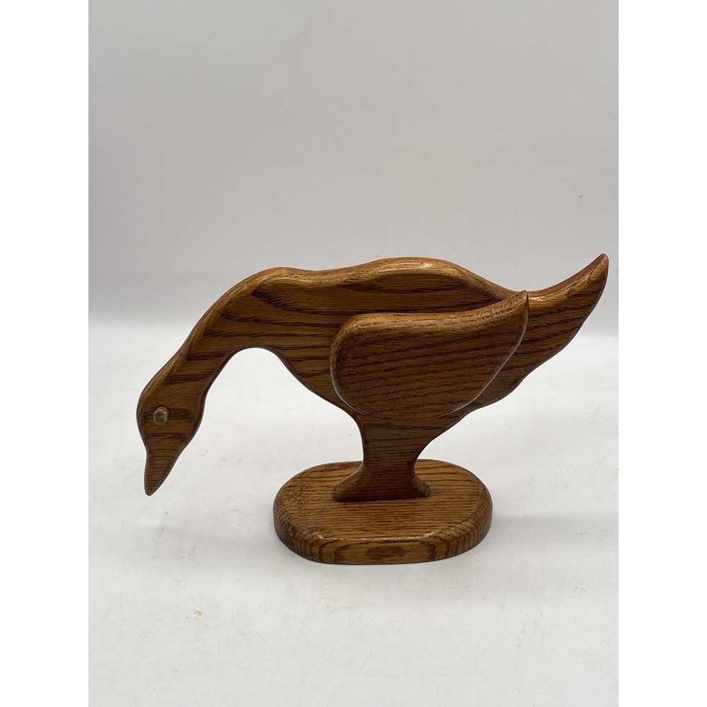 Handmade Wood Goose Figure Signed Cottagecore Farmhouse Grandpa Core 7"